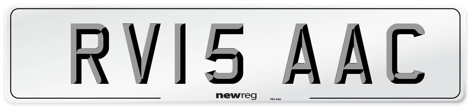 RV15 AAC Number Plate from New Reg